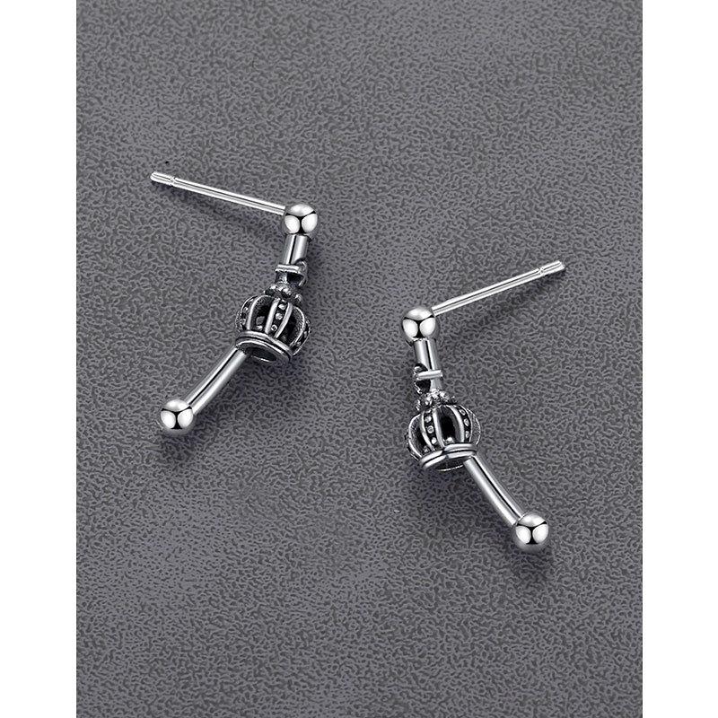 Crown Stud Earrings Men's and Women's Retro Light Luxury Trend Niche Design High-end Earrings