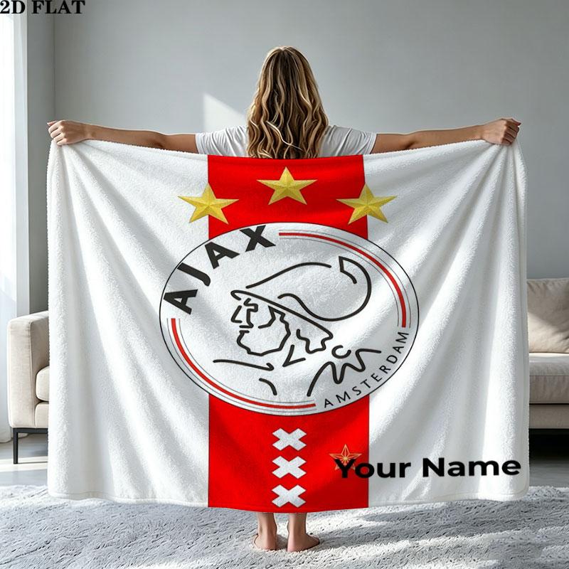 1PC AFC Ajax Custom Name Patterned Flannel Blanket Suitable For All Seasons for Home Decor Warmth and Comfort Gifts Holiday Present