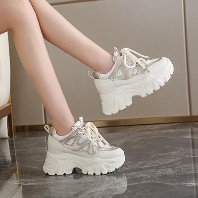 Модная женская обувь 2024 Бренд Женские вулканизированные туфли на шнуровке Модные туфли в стиле кэжуал для женщин Новые сетчатые кроссовки на платформе