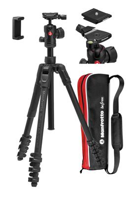 Алюминиевый штатив Manfrotto befree Advance AS с рычажными зажимами, максимальная грузоподъемность, в комплекте зажим для смартфона, JP A00079BMN комплект, 151 см, 1,6 кг, 9 кг,