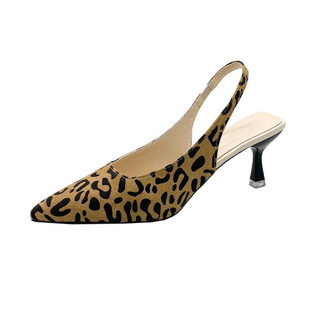 Women's Shoes 2024 Brand Slingbacks Women's High Heels Fashion Leopard Print Office and Career Sexy Pointed Toe Toe Cap Sandals