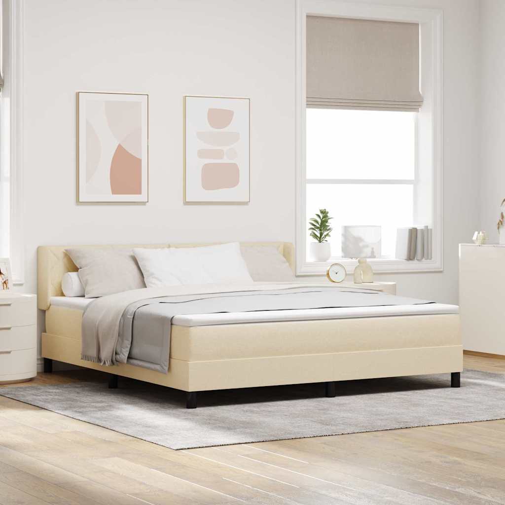 Boxspring Bed with Headboard Cream 200 x 180 cm Fabric