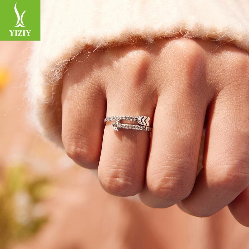 Кольцо со стрелой и полным цирконом, классический трансграничный дизайн, ювелирное изделие из стерлингового серебра S925.