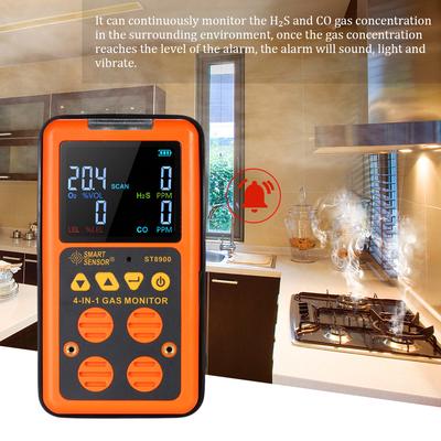 SMART SENSOR 4 в 1 Детектор газа H₂S и CO Монитор Промышленный Цифровой Ручной Токсичный газ Детектор угарного газа Оксид углерода Сероводород G
