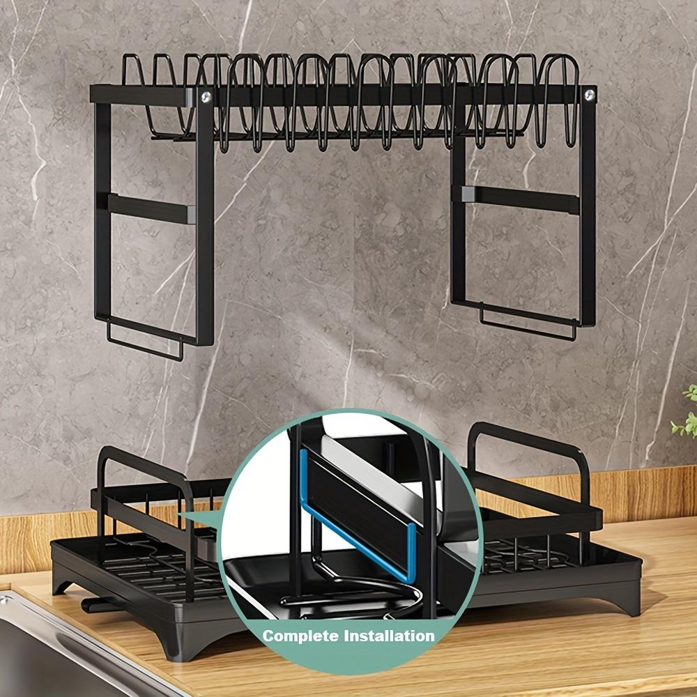 1pc Dish Drying Rack For Kitchen Counter Over The Sink, Detachable Larger Capacity 2-Tier Dish Drying Rack Drainboard Set With Double-Layer Bowl Rack