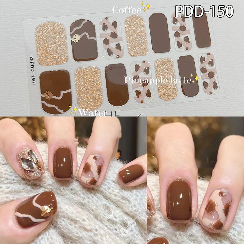 Semi Cured Nail Patch Floristic Nail Art Stickers INS Trendy Gel Nail Stickers DIY Nail Art Making