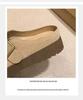 Женские флисовые полутапочки 2024: Закрытые плоские сандалии в стиле Birkenstock, идеально подходят для беременных женщин и для ношения на улице
