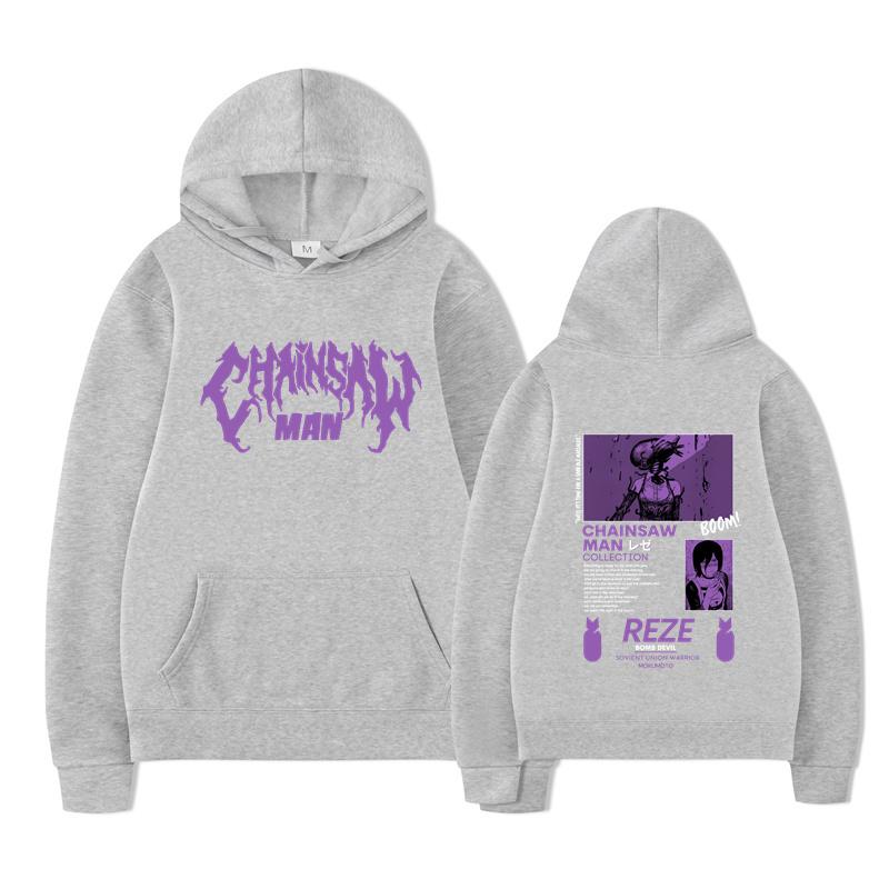 Аниме Человек-бензопила Резе Худи Харадзюку Манга С длинным рукавом Женский Повседневный Оверсайз Пуловер Уличная одежда