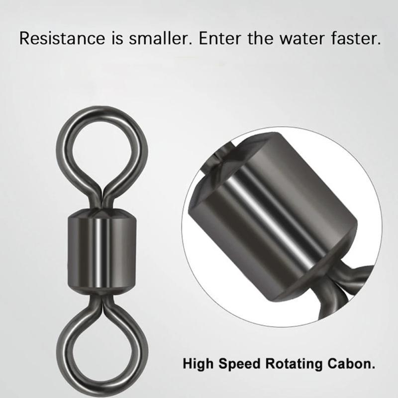 50Pcs Stainless Rolling Swivels Fishing Swivels Line Connector Barrels Swivels Connectors Saltwater Fishing Accessory