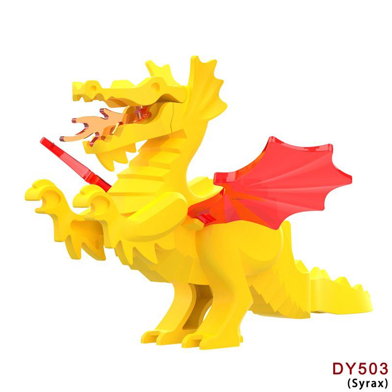 MOC Medieval Animal Zoo Farm Dragon Action Figures Building Blocks Gold Red Dragons Wolf Snake Monsters Beast Bricks Toys Gifts