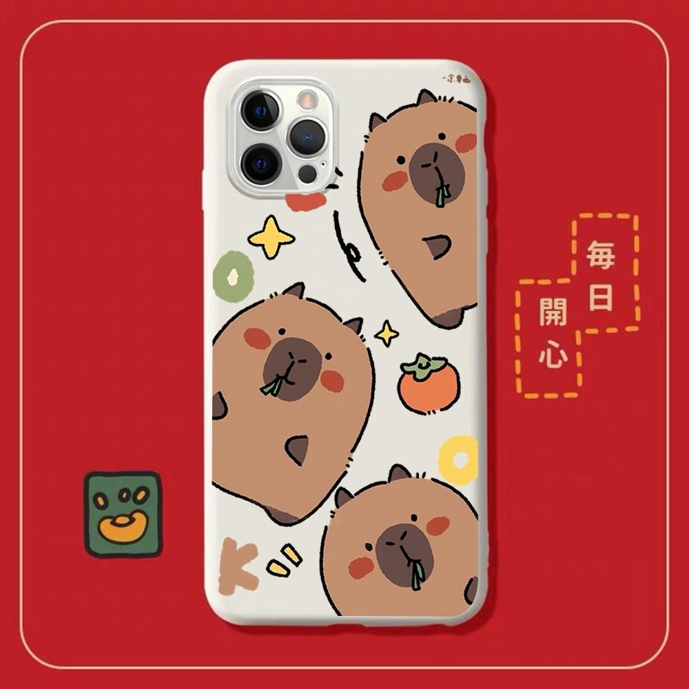 Мультяшный чехол для телефона с капибарой для iPhone 14 11 12 13 Mini Pro Xs Max 8 7 6 6S Plus X XR, однотонный чехол конфетного цвета
