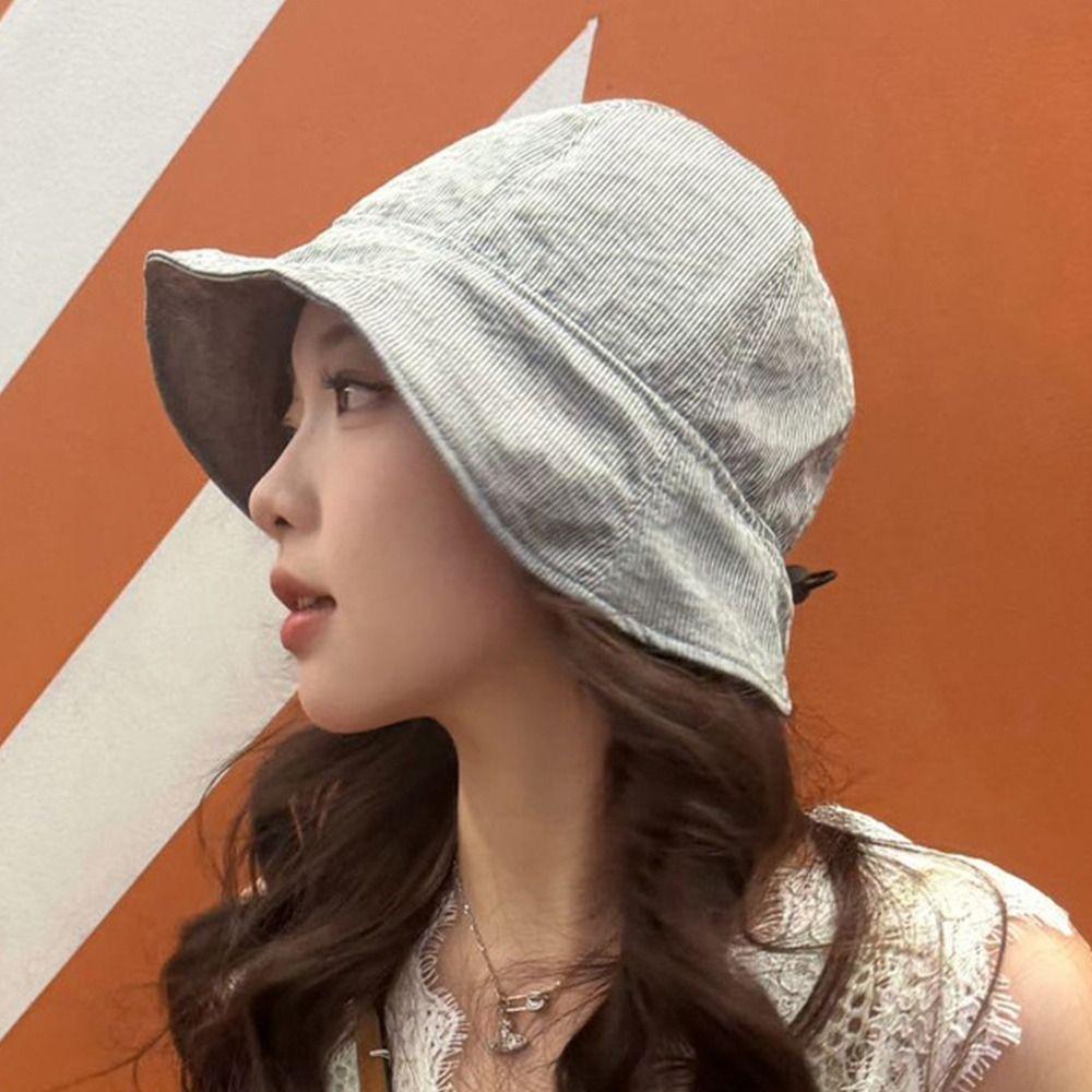 Fashion Breathable Fisherman Hat Foldable Big Eave Sunscreen Cap Adjustable Bucket Hat Women
