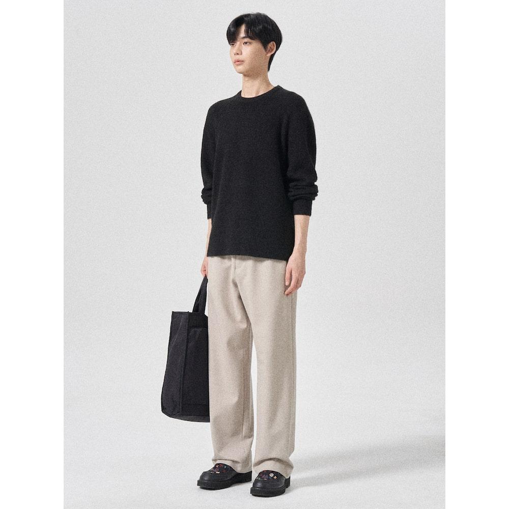 8SECONDS Semi-Wide Fit Jersey Elastic Waist Pants Beige