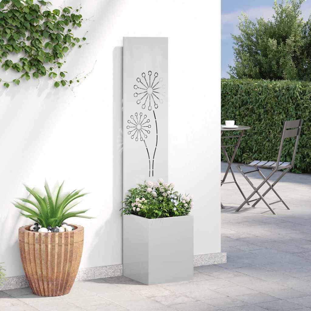 Garden Privacy Screen Canvas Silver 32 x 150 cm Galvanized Steel