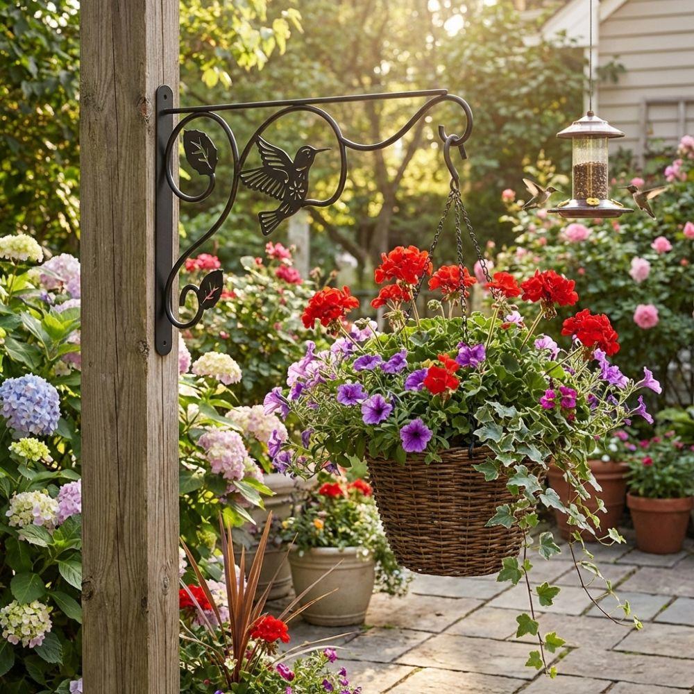 Sturdy Metal Wall Plant Hooks Heavy Duty Hanging Bracket Feeding Bird Rack  Indoor Outdoor