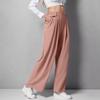 Женские широкие брюки, эластичные трикотажные повседневные брюки-палаццо с высокой талией, брюки с карманами