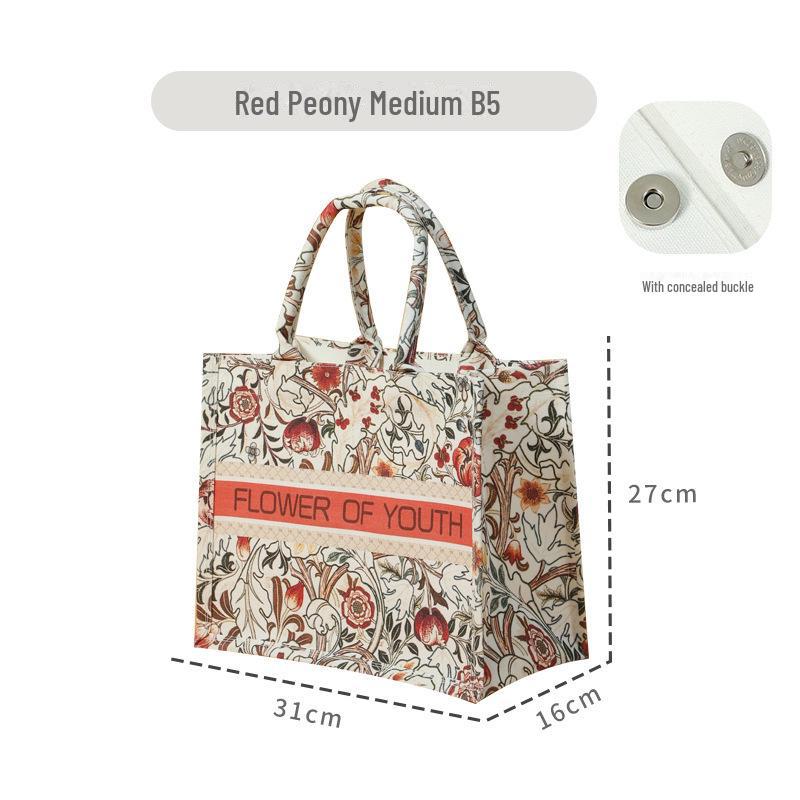 Large 3D Floral Canvas Tote with Custom Ribbon - Ideal for Corporate Promotions