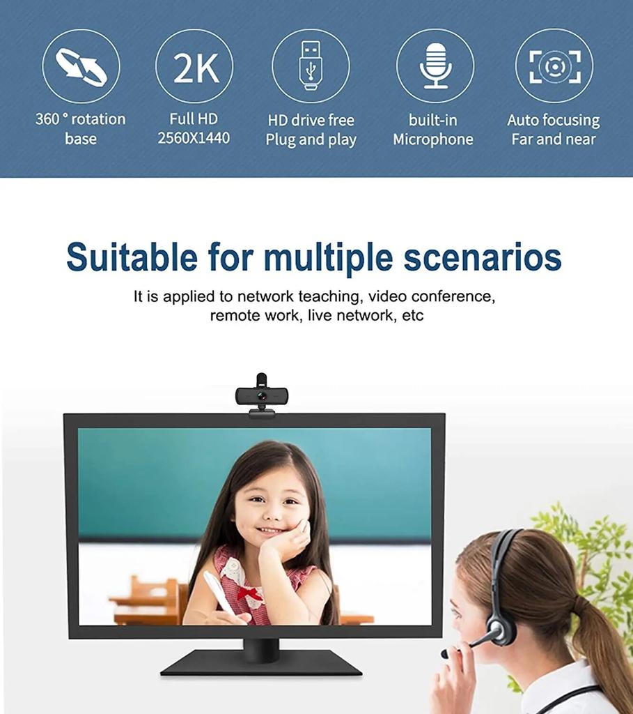 2k веб-камера Hd 2040*1080p компьютер ПК веб-камера с микрофоном вращающиеся камеры для прямой трансляции видеовызовов конференц-работа