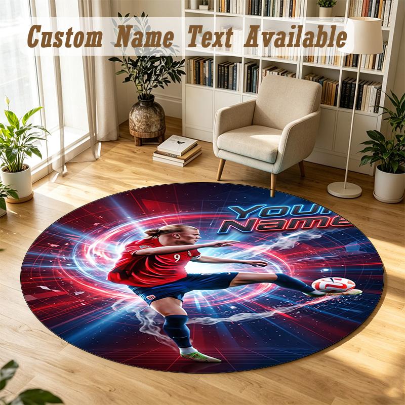 Round Rug Custom NameErling Haaland Pattern Non Slip Carpet Home Floor Decor