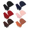 Winter Warm Knitted Gloves And Hat Set for Men And Women Soft Skull Cap And Touch Screen Gloves Set for Cold Weather