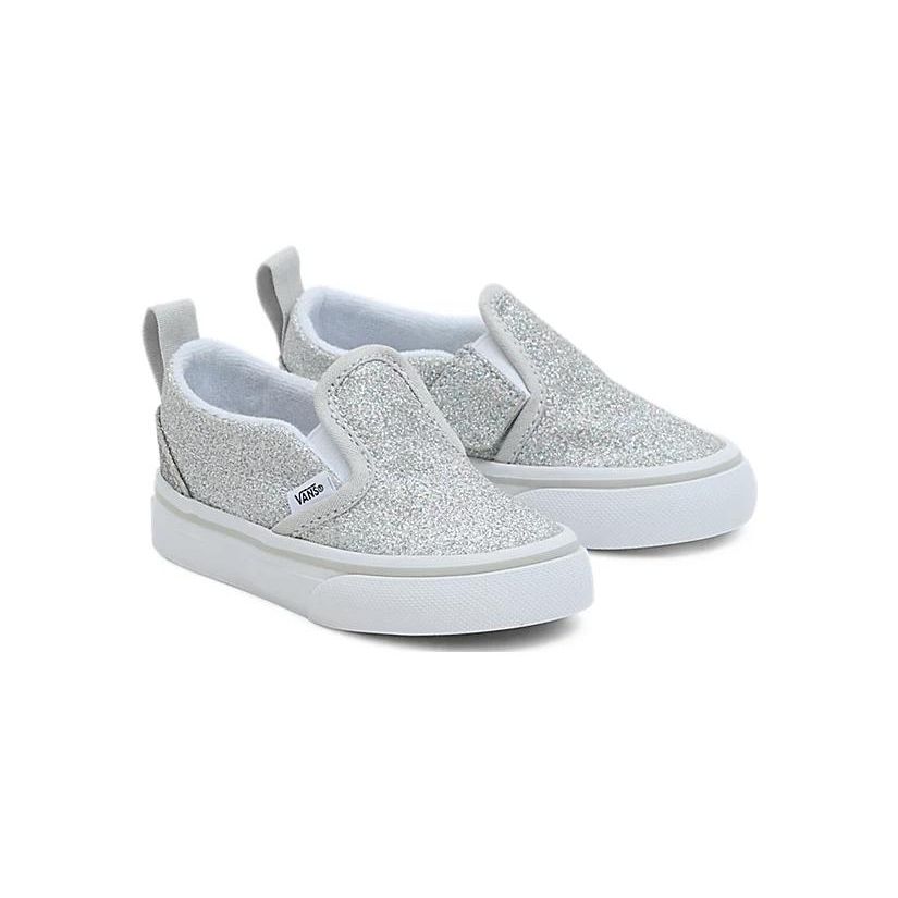 Vans Слипоны V для малышей с блестками - Серебристые детские кеды True-White VN000UBSX1K