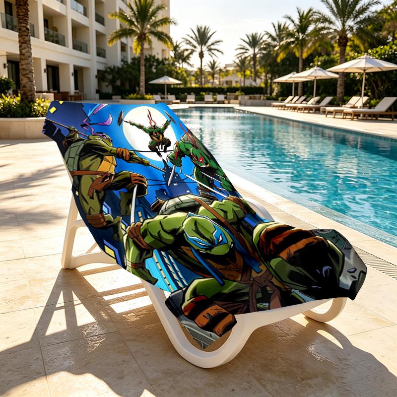 Teenage Mutant Ninja Turtles Print Beach Towel Design, Soft, Lightweight. for Home Bathroom, Spa, Pool, Yoga, Surfing, Camping, Gift for Family, Frien