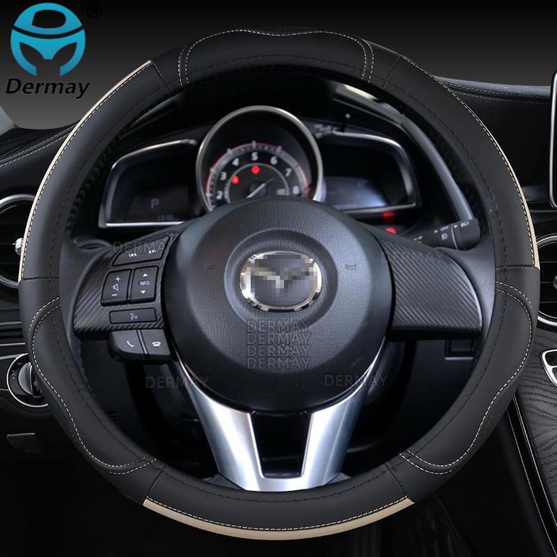Для Mazda 2 Mazda Demio 2002 ~ 2022 натуральная кожа автомобильный чехол на руль коровья кожа спортивные автоаксессуары