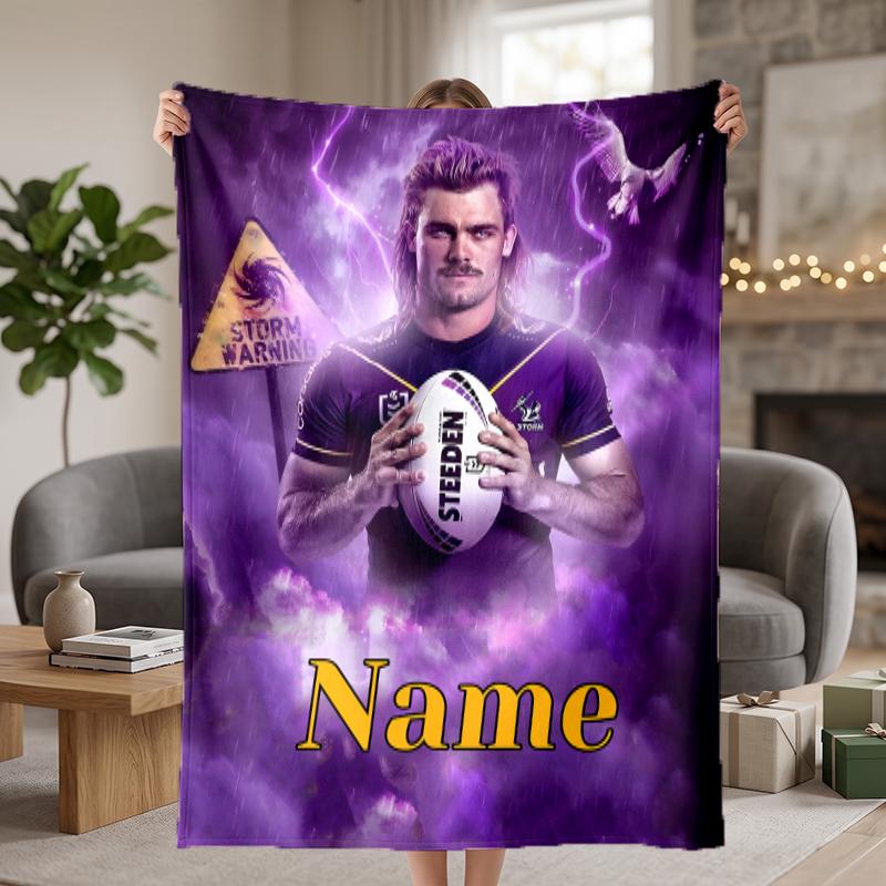 Melbourne Storm Custom Flannel Blankets Soft Warm Cozy Throws for Home Decor Holiday Gifts