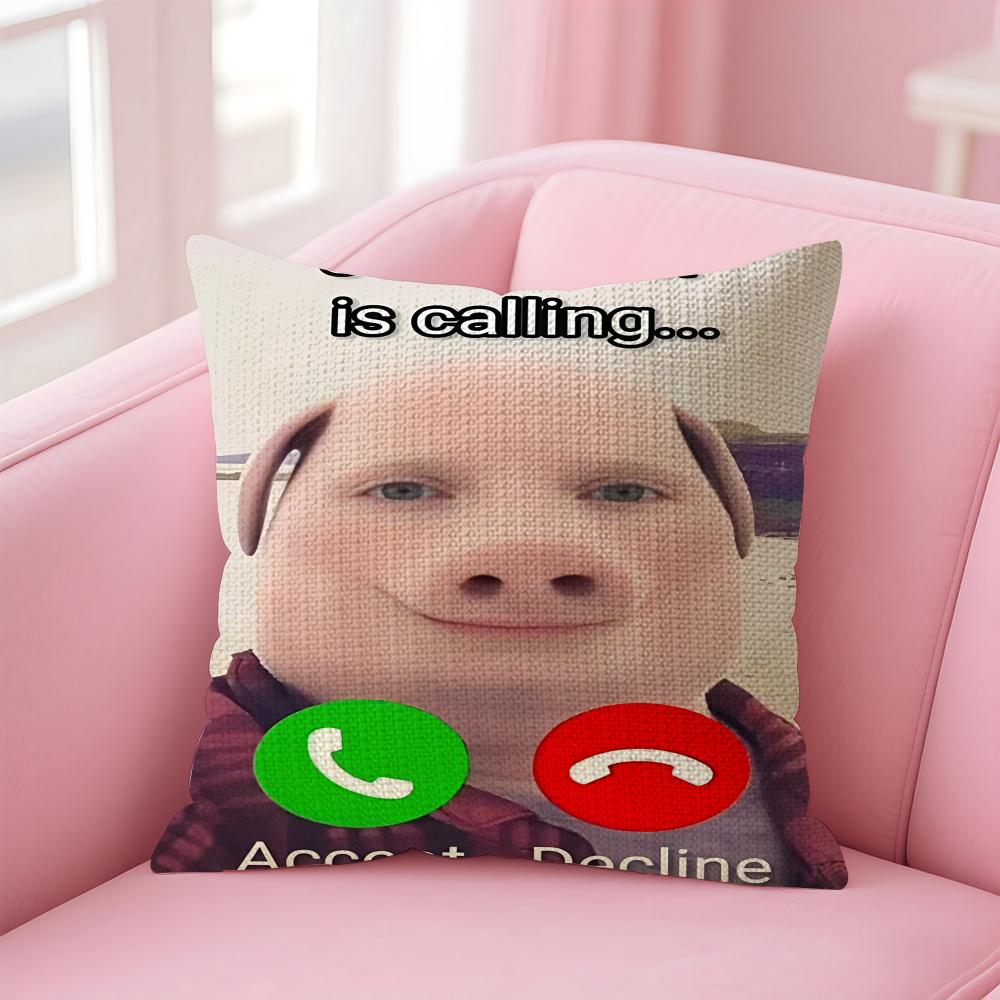 Чехол на подушку John Pork Is Calling Натуральный льняной наволочка Двусторонний принт Декоративная наволочка для дивана Домашний декор Подарок