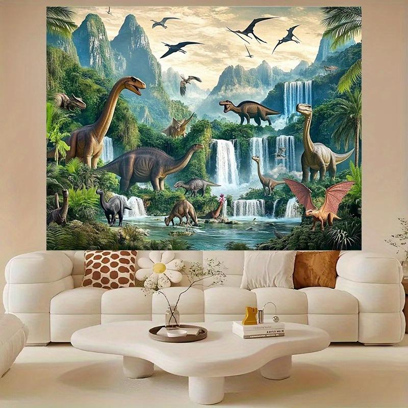 1 piece 2D polyester banner - Dinosaur landscape - Perfect for home decoration party and studio