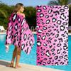 Bright Pink Leopard Style Gradient Pink Base Black White Leopard Spot Pattern Print Quick Dry Pool Beach Towel