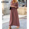 Summer Women's Dress Large Swing Dress Solid Color Lapel Long Sleeve Simple Casual Long Shirt Dress
