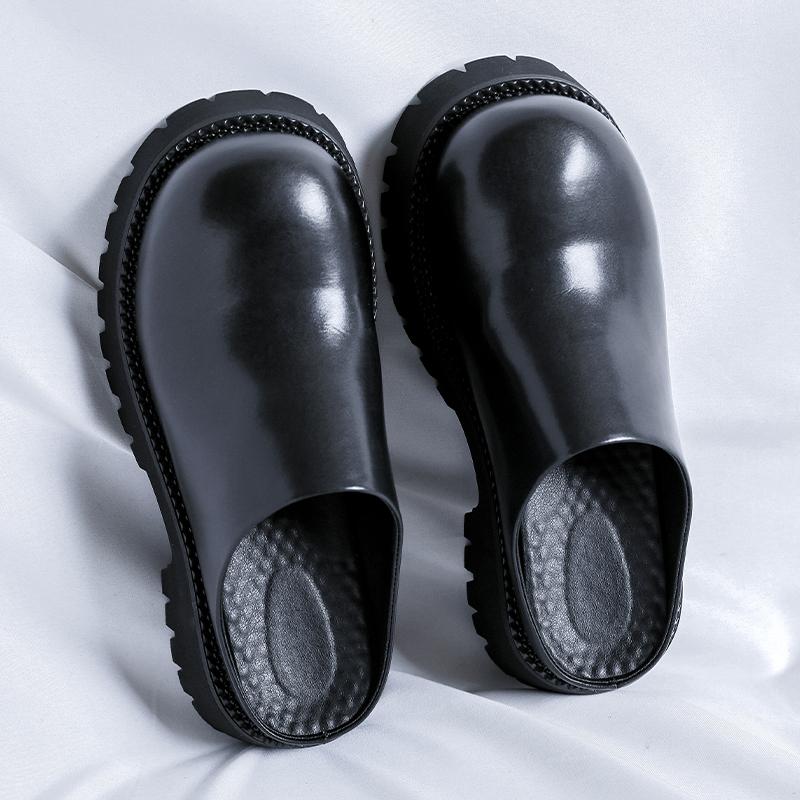 Мода Мода Летние Сандалии Классические Мужские Кожаные Мюли Уличные Простые Мужские Шлепанцы Ручной Работы Деловые Полушлепанцы Пляжная Обувь