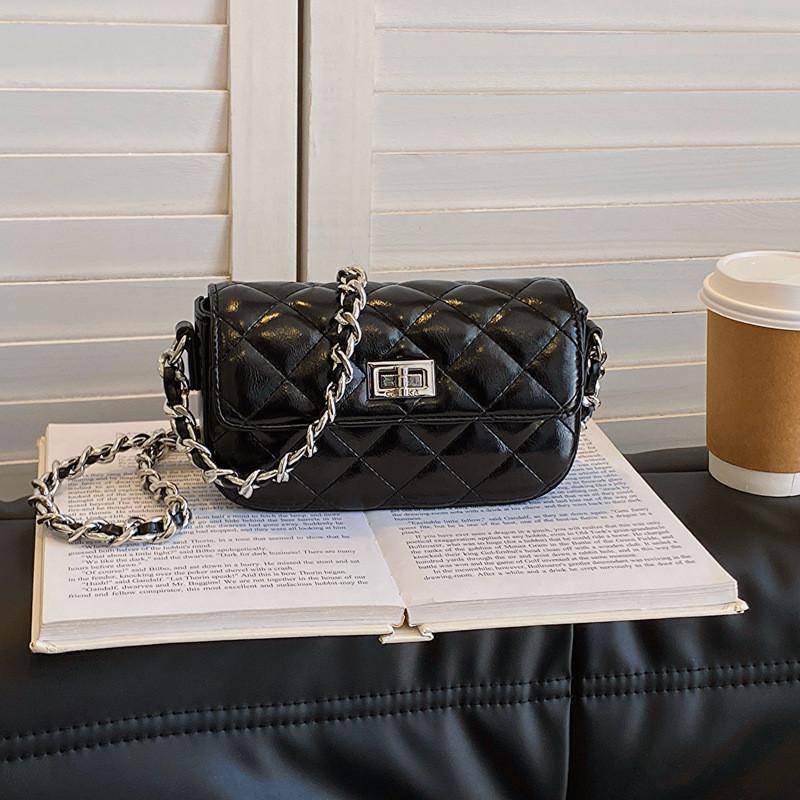 Ielgy Diamond Chain Small Square Bag Niche Texture All-Match One-Shoulder Messenger Bag