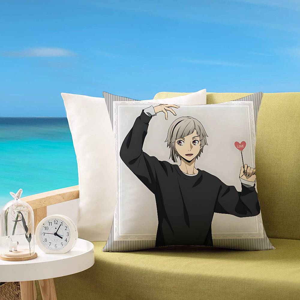 Cute AtsushiBungo StrayDogs Anime Customizable Square Pillowcases Stylish And Soft Perfect For Beds Cars And Sofas