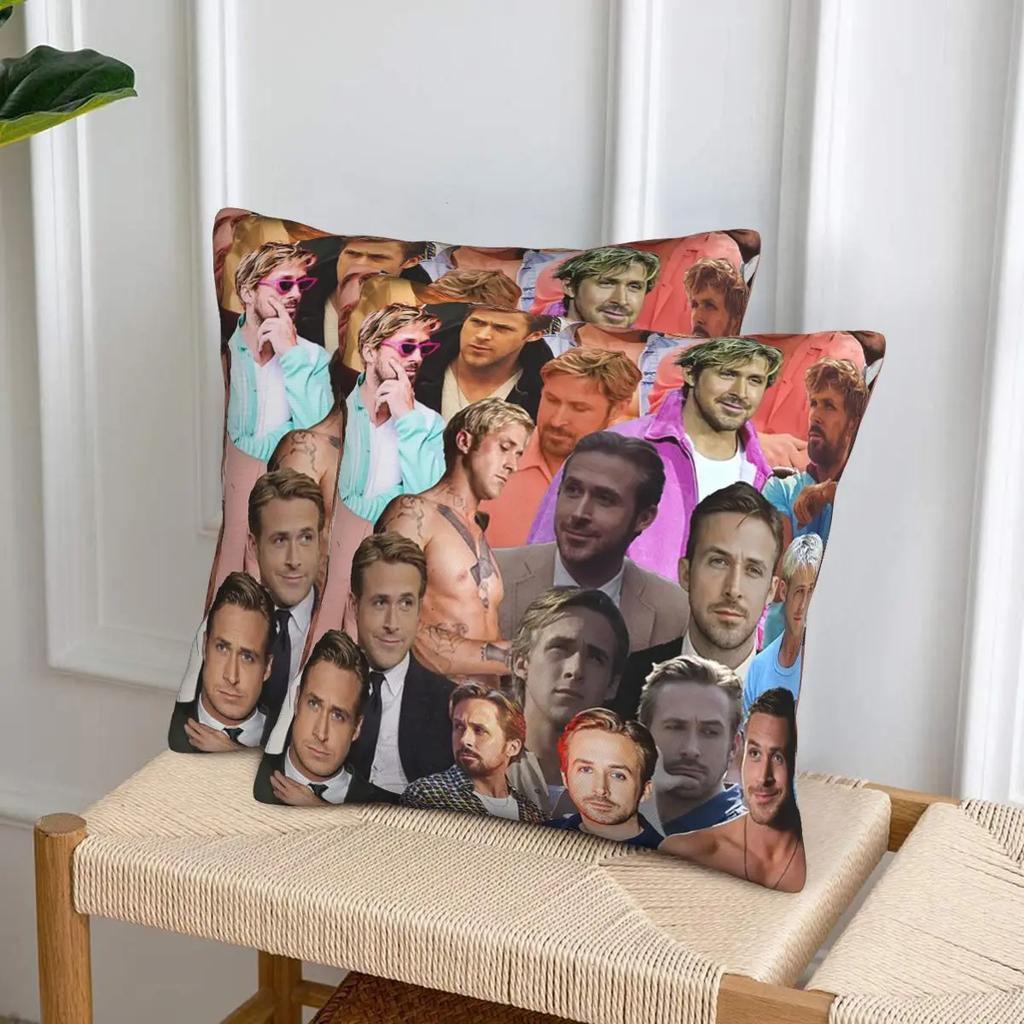 Ryan Gosling Photo Collage 2 Pcs Square Pillowcase Pillow Cover Cushion Zip Decorative Comfort Throw Pillow For Home Sofa