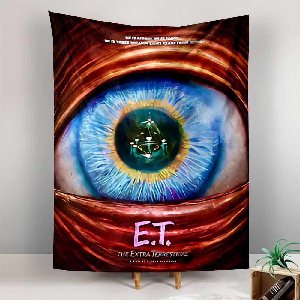 E.T. The Extra Terrestrial Tapestry Wall Hanging, Alien Friendship Film Art, Retro Wall Decor for Bedroom Living Room Dorm