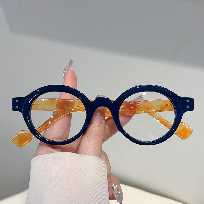 Internet celebrity high-end rice nail fashion anti-blue glasses can be equipped with degree retro wind round frame flat mirror