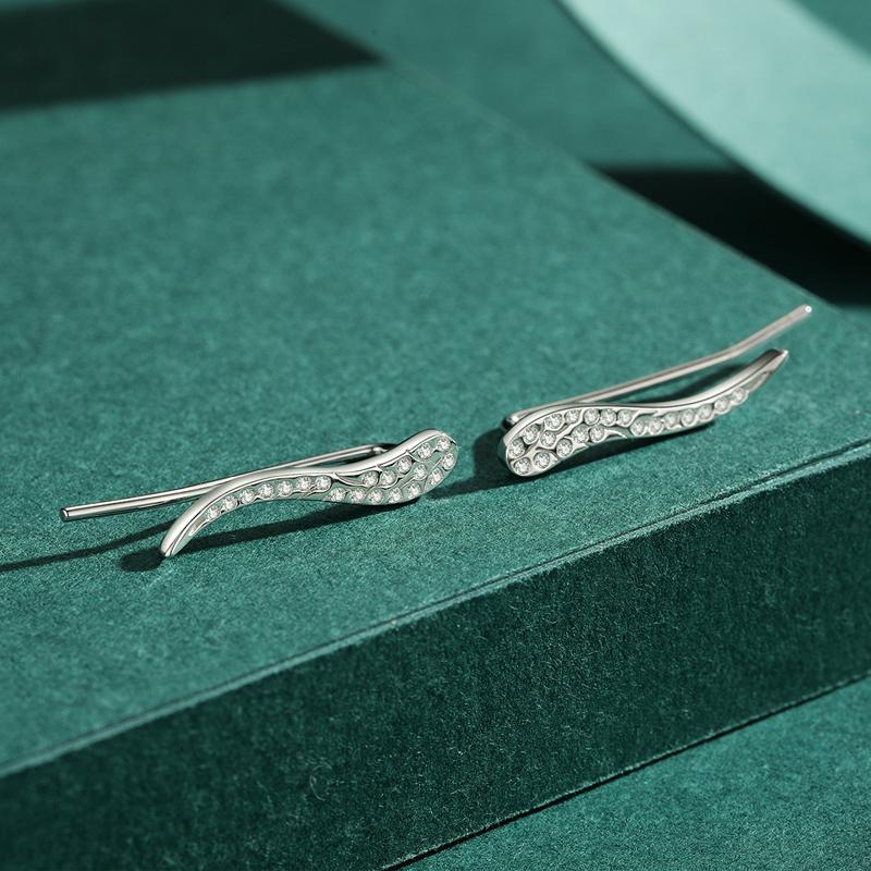 MODIAN Line Abstract Ear Studs 925 Sterling Silver Clear CZ Sparkling Long Stud Earrings For Women Jewelry