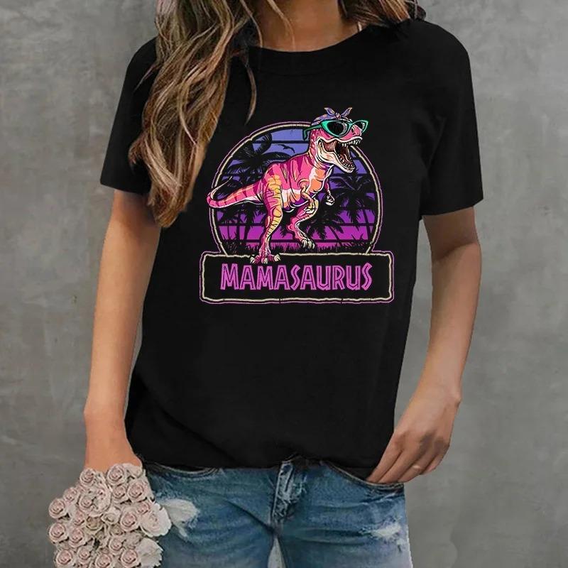 Футболка с изображением динозавра Mamasaurus ко Дню матери, мужская и женская модная футболка Harajuku, летняя, крутая, с коротким рукавом, в стиле хип-хоп
