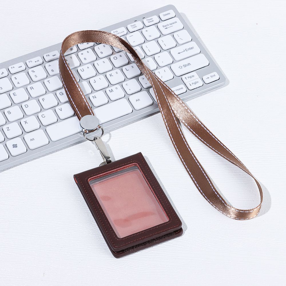 Кожаные двойные катушки для карт, зажим для ремня, держатель для бейджа, шнурок для удостоверения личности, зажим для брелока с именем