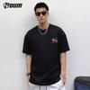 POUM Men's And Women's Short-Sleeve Summer American Trendy Loose Thin Casual Inner Wear Pure Cotton T-Shirt PH04 Black 2XL