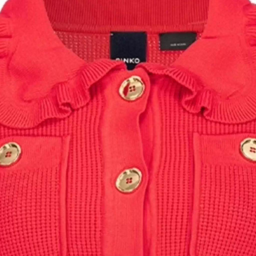 Pinko Розовый Короткий Кардиган-Жакет Вязаный С Оборками по Нижнему Краю Женские куртки Красный 103160A1Q3-R48