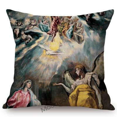El Graco Famous Oil Painting Jesus Virgin Maria Christian Art Religion Church Decoration Sofa Pillow Case Linen Cushion Cover