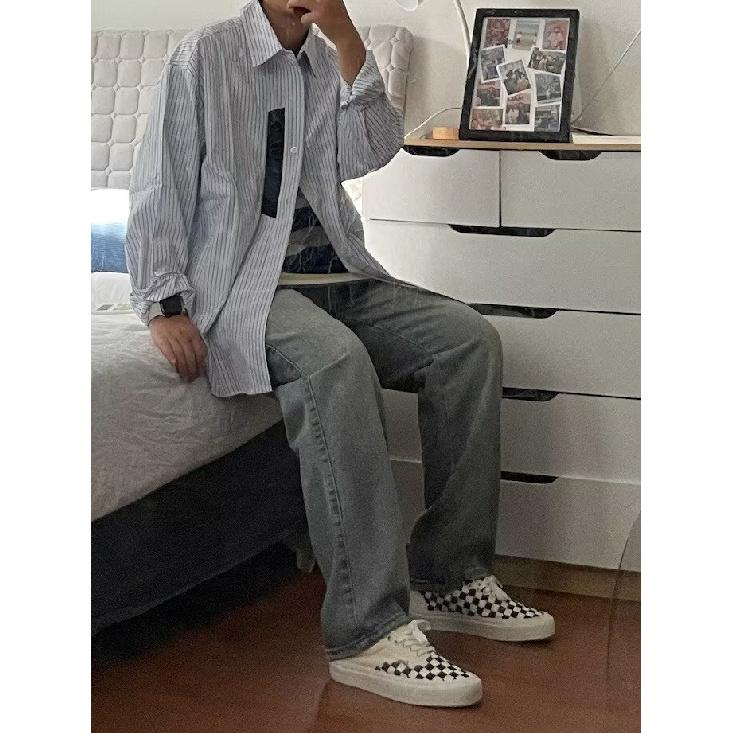 2024 Letter Long Sleeve Shirt Japanese Hong Kong Style Ins Loose Shirt Boys Summer Trendy Versatile Casual Coat