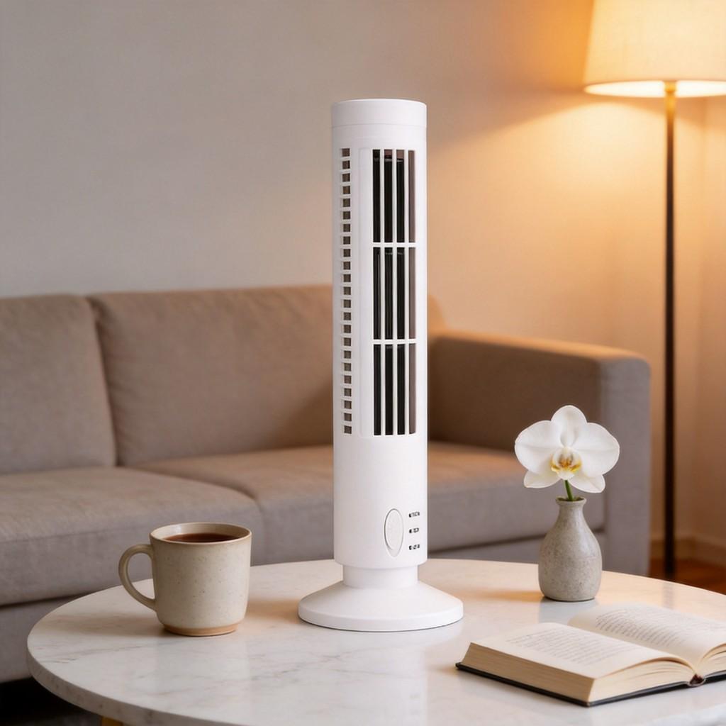 Mini Tower Fan With Eye Caring Led Light And Power For Students