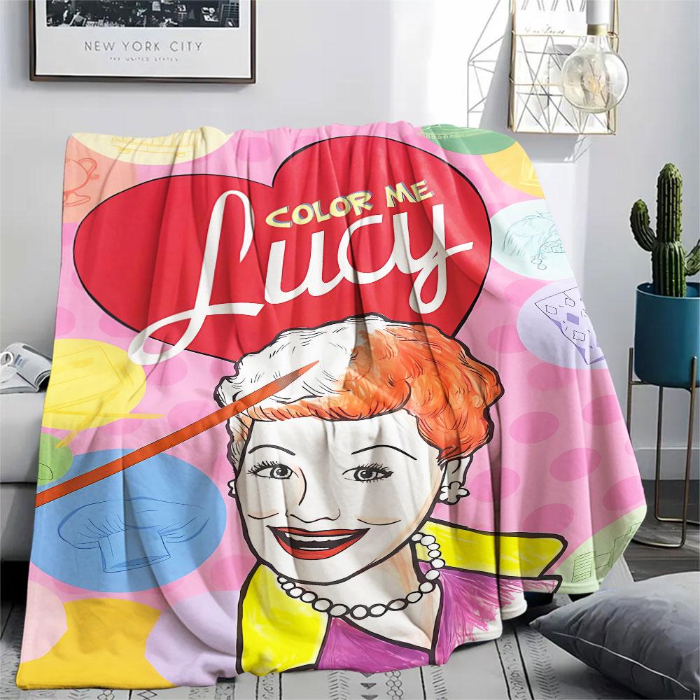 1PC I Love Lucy Patterned Flannel Blanket Suitable For All Seasons for Home Decor Warmth and Comfort Gifts Holiday Present