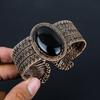 Unique Black Onyx Gemstone Pure Copper Wire Wrapped Handmade Cuff/ Bangle Jewelry