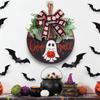 Halloween Ghosts Pumpkins Orange Ribbon Wooden Sign Ghosts Doorplate Decoration Wooden Door Pendant