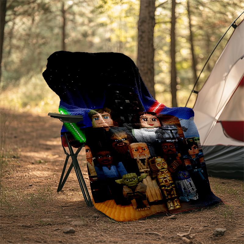 Minecraft Theme Printed Blanket - Perfect for Couch, Bed, Travel & Outdoor Use | Machine Washable, Cozy & Durable.